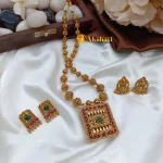 2in1 Cubic Pendant with Amla Ball Chain Short Nec
