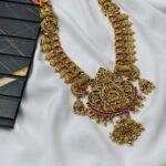 Lakshmiwith Peacock Coin Long Neck Set - Image 2