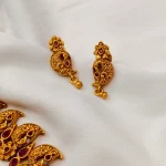 Matte Peacock With Mango Ruby Stone Long Neck set - Image 2