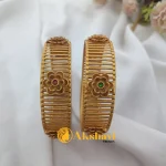 Matt Gold Bangles R&G Oval Stones - Image 3