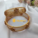 Matt Gold Bangles R&G Oval Stones - Image 2
