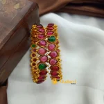 Matt Gold Bangles R&G Thilagam Stones - Image 3