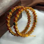 Matt Gold Bangles R&G Thilagam Stones - Image 2