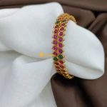 Kundan Ruby Green Bangles - Image 2