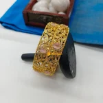 Gold Plated Leaf Design & Oval Shape Bangles - Image 2