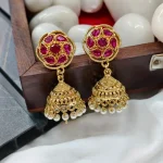 Gold Tone Ruby Stone Jhumka