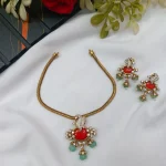 Victorian Coral Peacock Short Neck Set - Image 2