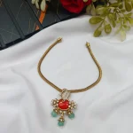 Victorian Coral Peacock Short Neck Set - Image 4