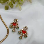 Victorian Coral Peacock Short Neck Set - Image 3