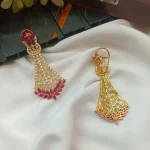 AD Ruby Floral Long Earrings - Image 2