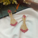 AD Ruby Floral Long Earrings