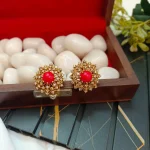 Coral Floral Earrings - Image 2