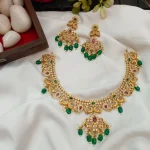 Peacock Multi Mango Green Beads Short Neck Set
