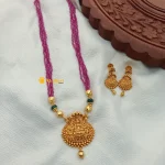 Antique Lakshmi Pendant Pink Layer Beads Mala Set