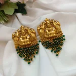 Gajalakshmi Earrings with Green Beads - Image 2