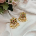Star Floral Chandbali Earrings - Image 3