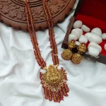 Lakshmi Pendant With 2 Layer Pearl Mala Set - Image 2