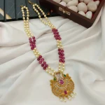 Peacock Pendant with Pearl and Beads 2 Layer Mala - Image 3