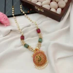 Peacock Pendant with Pearl and Beads Mala Short Ne - Image 3