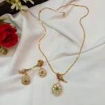 Floral with Pecock Pendant With 18" Chain Short Ne
