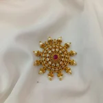 Antique Chakra Ruby With Pearl Drop Pendant Set - Image 3