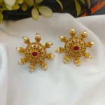 Antique Chakra Ruby With Pearl Drop Pendant Set - Image 2
