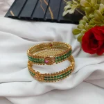 Peacock with Cubic Green Stone Bangles 2s - Image 3