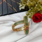 Peacock with Cubic Green Stone Bangles 2s
