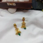 Lakshmi Temple Design with Green Beads Earrings - Image 2