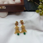 Lakshmi Temple Design with Green Beads Earrings