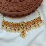 Floral Cube cut Multi Guttapusalu Choker - Image 2