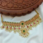 Floral Cube cut Multi Guttapusalu Mini Choker - Image 3