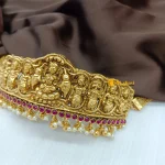 Antique Lakshmi Kemp Stone Pearl Choker With Earri - Image 2