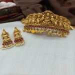 Antique Lakshmi Kemp Stone Pearl Choker With Earri