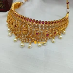 Lakshmi Peacock Kemp Stone With Pearl Choker Set - Image 3