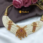 White Silk Thread Peacock Short Neck Set - Image 3