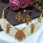 White Silk Thread Peacock Short Neck Set