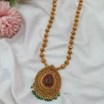 Thilak Pendant with Amla Ball Mala Short Neck Set - Image 3