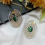 Zircon Grid Thilak Earrings Screw Back - Image 5