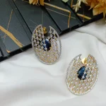 Zircon Grid Thilak Earrings Screw Back - Image 3