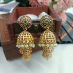 Antique Floral Kemp Green Jhumka