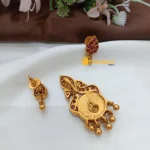 Matte Lakshmi Peacock Kemp Pendant Set - Image 2