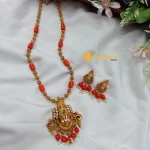 Perumal Pendant with Fancy Amla Ball and Coral Chain