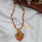 Perumal Pendant with Fancy Amla Ball and Coral Chain - Image 2