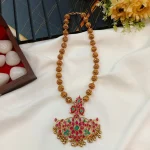 Peacock and Mango Pendant with 14" Amla Ball Mala - Image 2