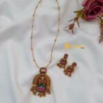 Meenakari Lakshmi with Ball Chain Short Neck Set