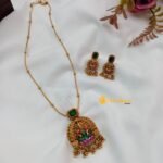Meenakari Lakshmi with Ball Chain Short Neck Set - Image 2