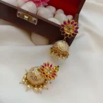 Meenakari Jumbo Jhumka-Baby Pink - Image 2