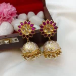 Meenakari Jumbo Jhumka-Baby Pink