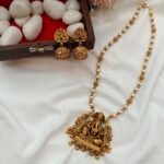 Ganesha Pendant with Amla and Pearl Mala Short Nec